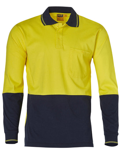 Hi Vis Cotton Two Tone Long Sleeve Polo - SW36