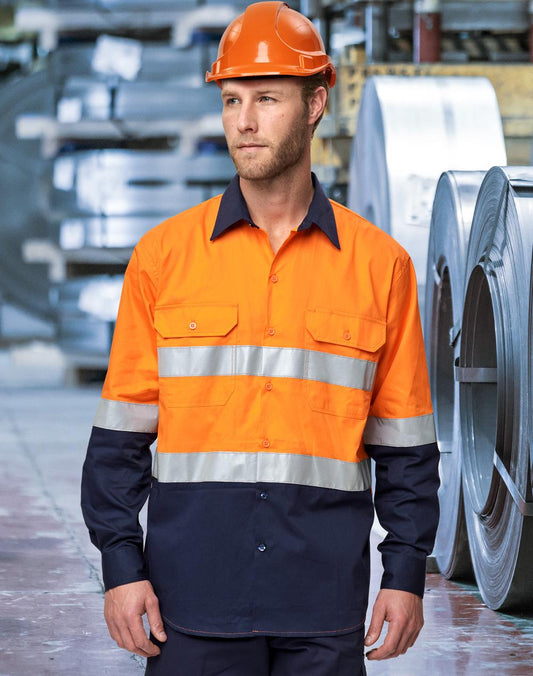 Unisex Hi Vis Cool-Breeze Safety Long Sleeve Shirt (Generic Tape) - SW82