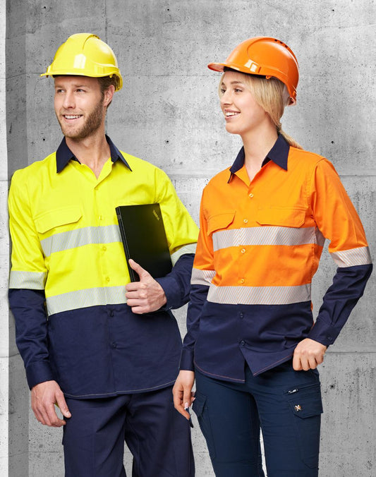 Unisex Hi Vis Cool-Breeze Safety Long Sleeve Shirt (Segmented Tape) - SW83