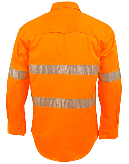 Unisex Hi Vis Cool-Breeze Closed Front Long Sleeve Shirt (Perforated Tape) - SW87