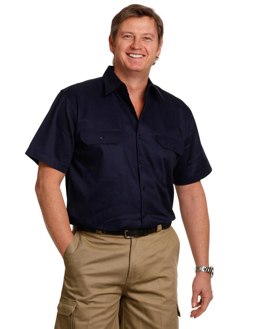 Mens Cool-Breeze Cotton Short Sleeve Work Shirt - WT01