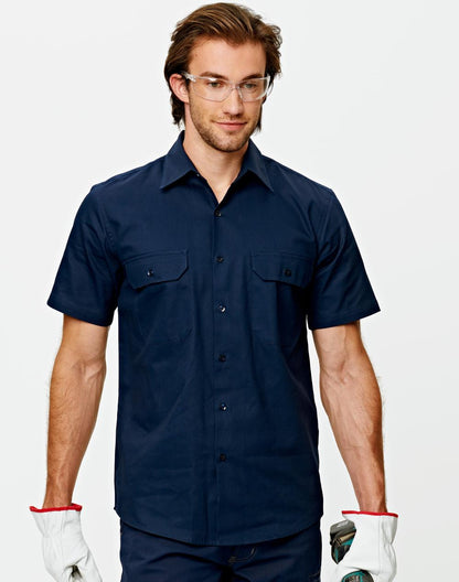 Mens Cotton Drill Short Sleeve Work Shirt - WT03