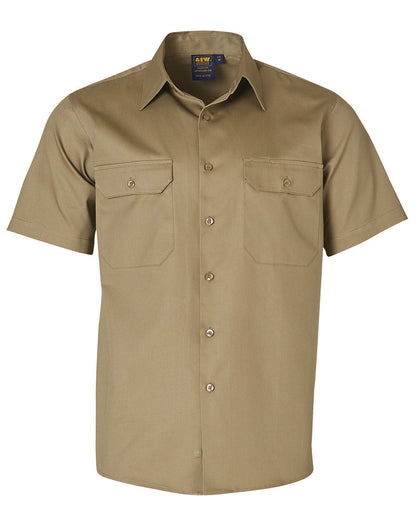 Mens Cotton Drill Short Sleeve Work Shirt - WT03