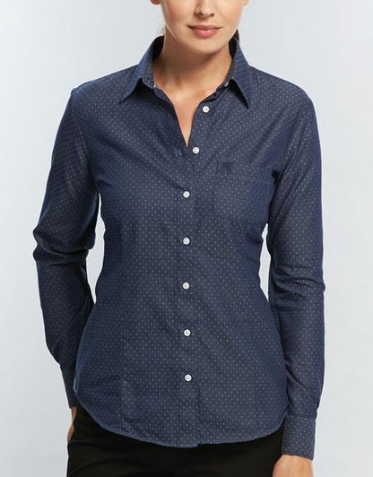 Polka Dot Dobby Womens Long Sleeve Hospitality Shirt 1714WHL