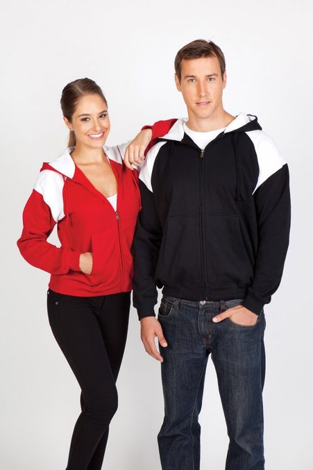 Ladies/Junior Contrast Fleece Hoodie With Zip FZ33UN