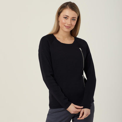 Ladies Wool Rich Angled Zip Cardigan - CAT5BF