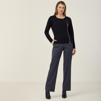 Ladies Wool Rich Angled Zip Cardigan - CAT5BF
